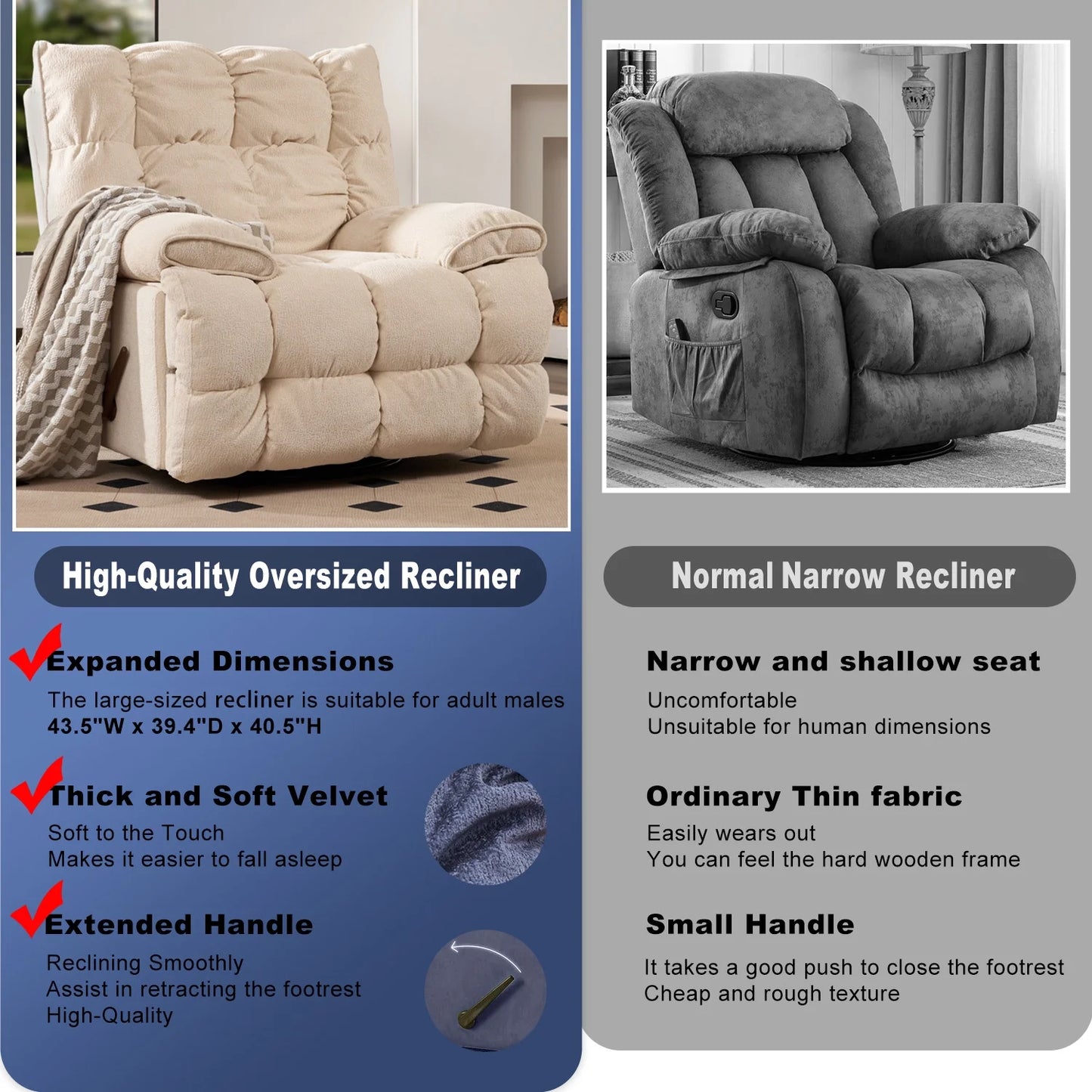 Oversized Rocker Recliner Chair