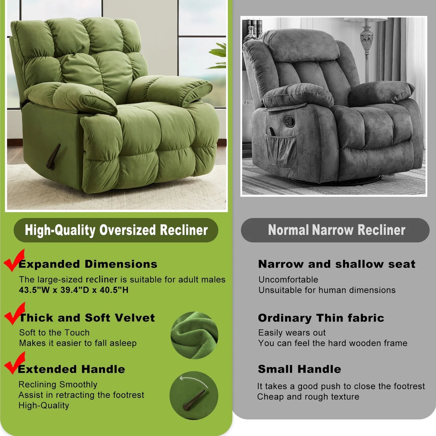 Oversized Rocker Recliner Chair